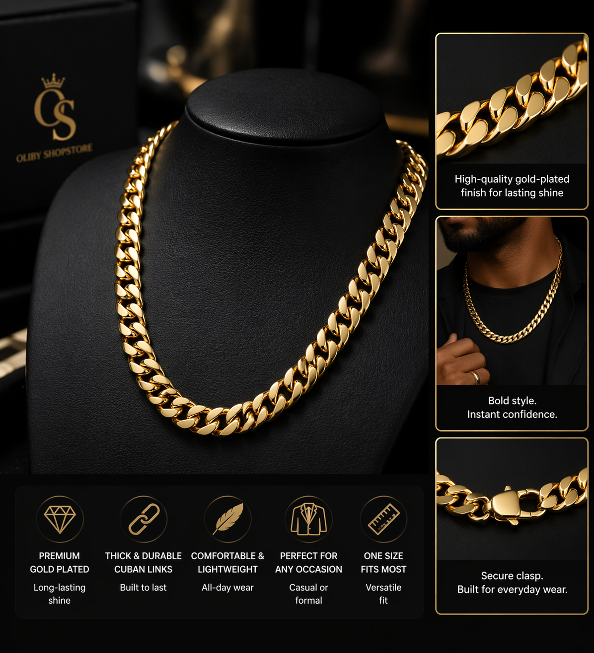 Gold Cuban Chain – Premium Men's Necklace